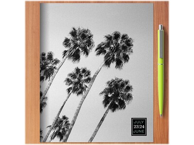2023-2024 TF Publishing Palms 6.5" x 8" Academic Monthly Planner, Paperboard Cover, Gray/Black (AY24-4210)