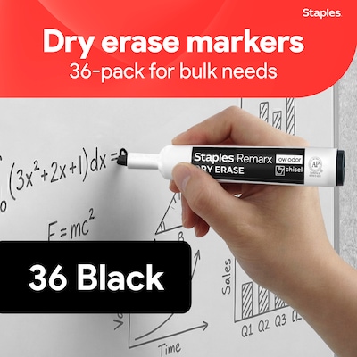 Staples Remarx Dry Erase Marker, Chisel Tip, Black, 36/Pack (ST62937)