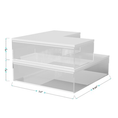 Martha Stewart Brody Plastic Storage Organizer Bin with White Engineered Wood Lid, Clear, 3/Set (BEPB3317WD3CLWH)