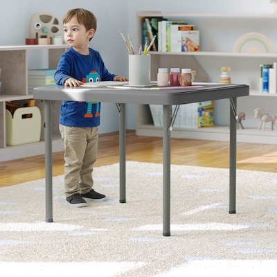 Flash Furniture Paige Square Kid's Folding Table, 24" x 24", Granite Gray (RB2424KIDGY)
