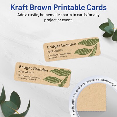 Avery Business Cards, 1 x 3, Matte Kraft Brown, 800/Box (95284)