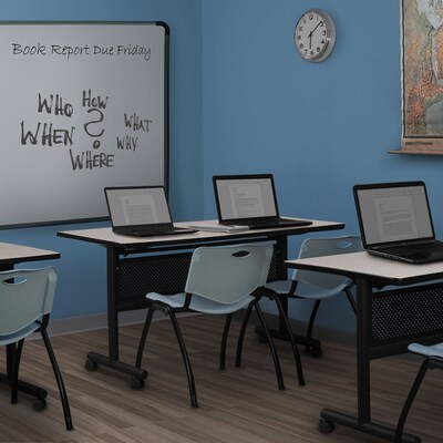 Regency Kobe Flip Top with Modesty Panel 60 x 24 Metal and Wood Training Table, Maple (MKFTM6024PL)