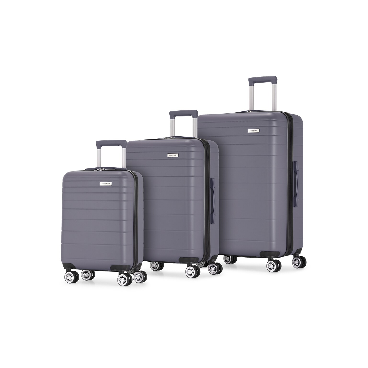 Bond Street Panoramic Hardside Spinner Luggage Set (HLG7503BS-DGREY)