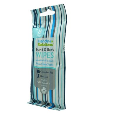 Handy Solutions Moist Hand and Body Wipes Travel Pack, 12 Packs/Dispensit Box, 12 Dispensit Boxes/Carton
