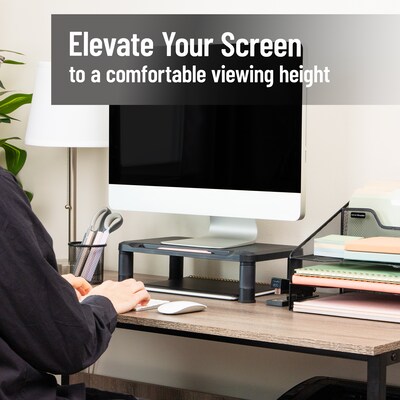 Mind Reader Adjustable Monitor Stand, Black, 2/Pack (2SMPLMON-BLK)