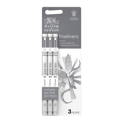 Winsor & Newton Graphic Marker, Fineliner Pens, Cool Grey Ink, 3/Set (WNX0290108)