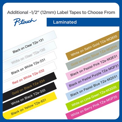 Brother P-touch TZe-231 Laminated Label Maker Tape, 1/2" x 26-2/10', Black on White, 6/Pack (TZe-2316PKB)