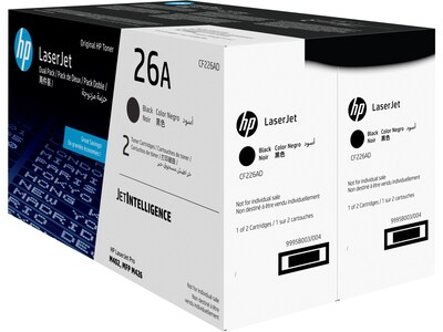 HP 26A Black Standard Yield Toner Cartridge, 2/Pack (CF226AD)