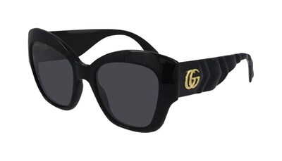 Gucci Ladies Iconic Cat Eye Shape Sunglasses - (Black)