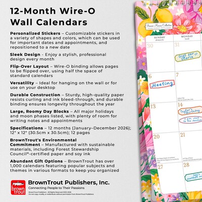 2026 BrownTrout Bonnie Marcus 12" x 12" Monthly Wall Calendar (9798330707300)