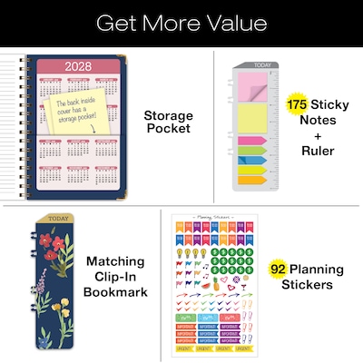 2027 Excello Brands 6" x 8" Weekly & Monthly Standard Planner, Paperboard Cover, Navy (FSHN-CY27-58-85)