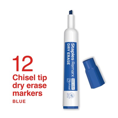 Quill Brand® Remarx Dry Erase Marker, Chisel Tip, Blue, 12/Pack (ST62936)