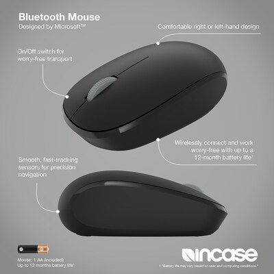 Incase Designed by Microsoft Bluetooth Wireless Ambidextrous Optical Mouse, Black (RJN-00001)