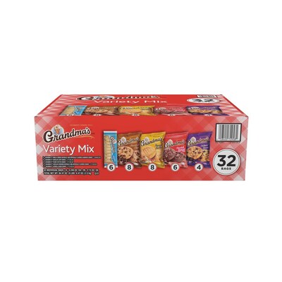 Grandma's Cookies Variety Pack, 32 Packs/Box (FRI14867)