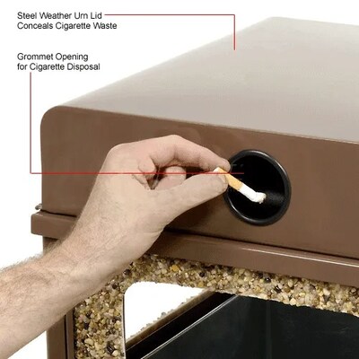 Global Industrial Stone Panel Trash Weather Urn, 24 Gallon Capacity, 17-1/2"W x 17-1/2"D x 36"H, Brown (238241BN)