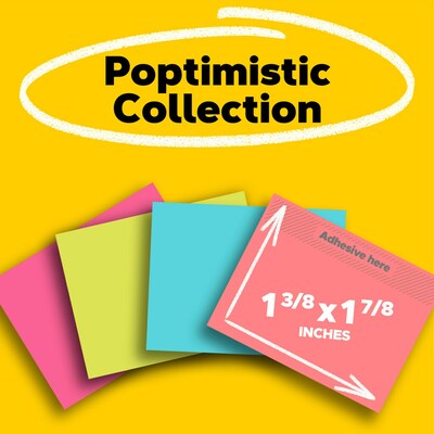 Post-it Notes, 1 3/8" x 1 7/8", Poptimistic Collection, 50 Sheet/Pad, 8 Pads/Pack (653-8AF)