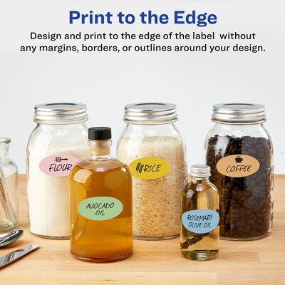 Avery Laser/Inkjet Oval  Waterproof Multipurpose Labels, 2.25"  Dia, White, 210/Pack (94054)