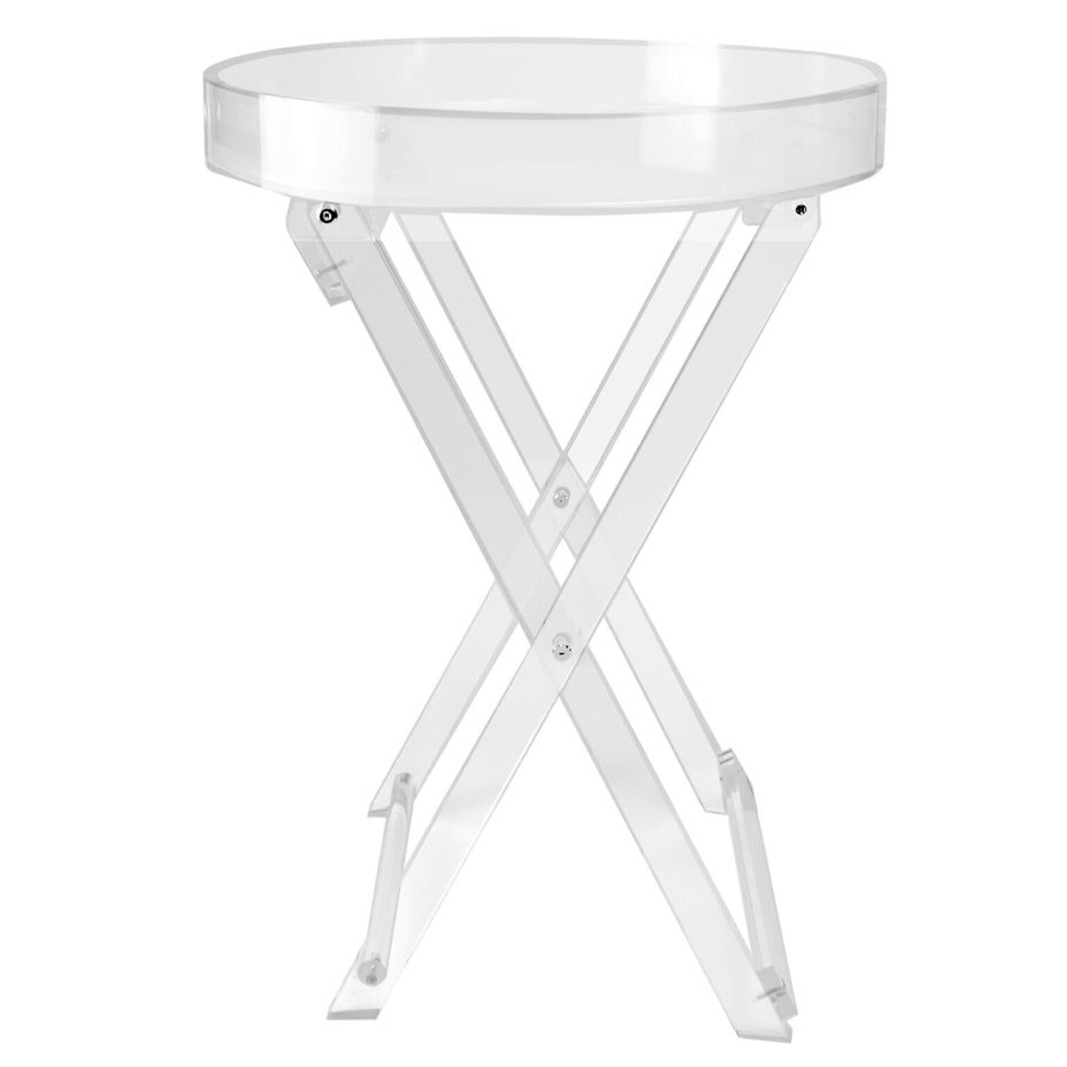 Designstyles Luxuriuos Round Acrylic Folding Tray Table, Clear (DST-FTT)