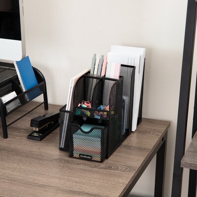 Mind Reader 3-Tier 11-Compartment Metal Cup and Condiment Countertop Organizer, Black (MESHCAD-BLK)