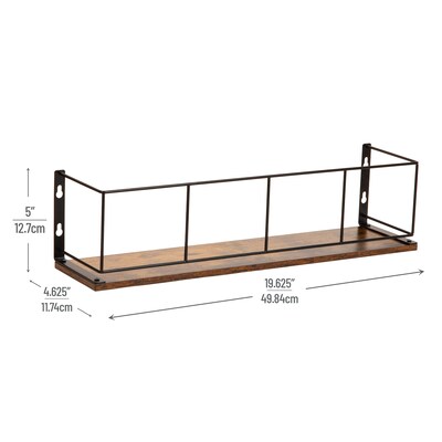 Mind Reader Metal Mounted Desktop Shelf , 5" x 4.62" x 19.6", Brown (SHELF-BRN)
