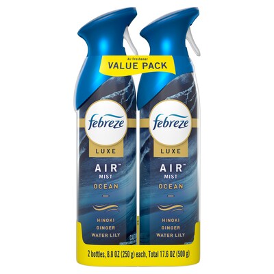 Febreze Air Freshener Aerosol, Ocean Scent, 8.8 oz., 2/Pack (48312)