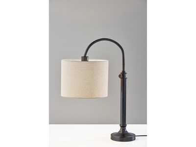 Simplee Adesso Barton Incandescent Table Lamp, Antique Bronze/Oatmeal (SL1178-26)