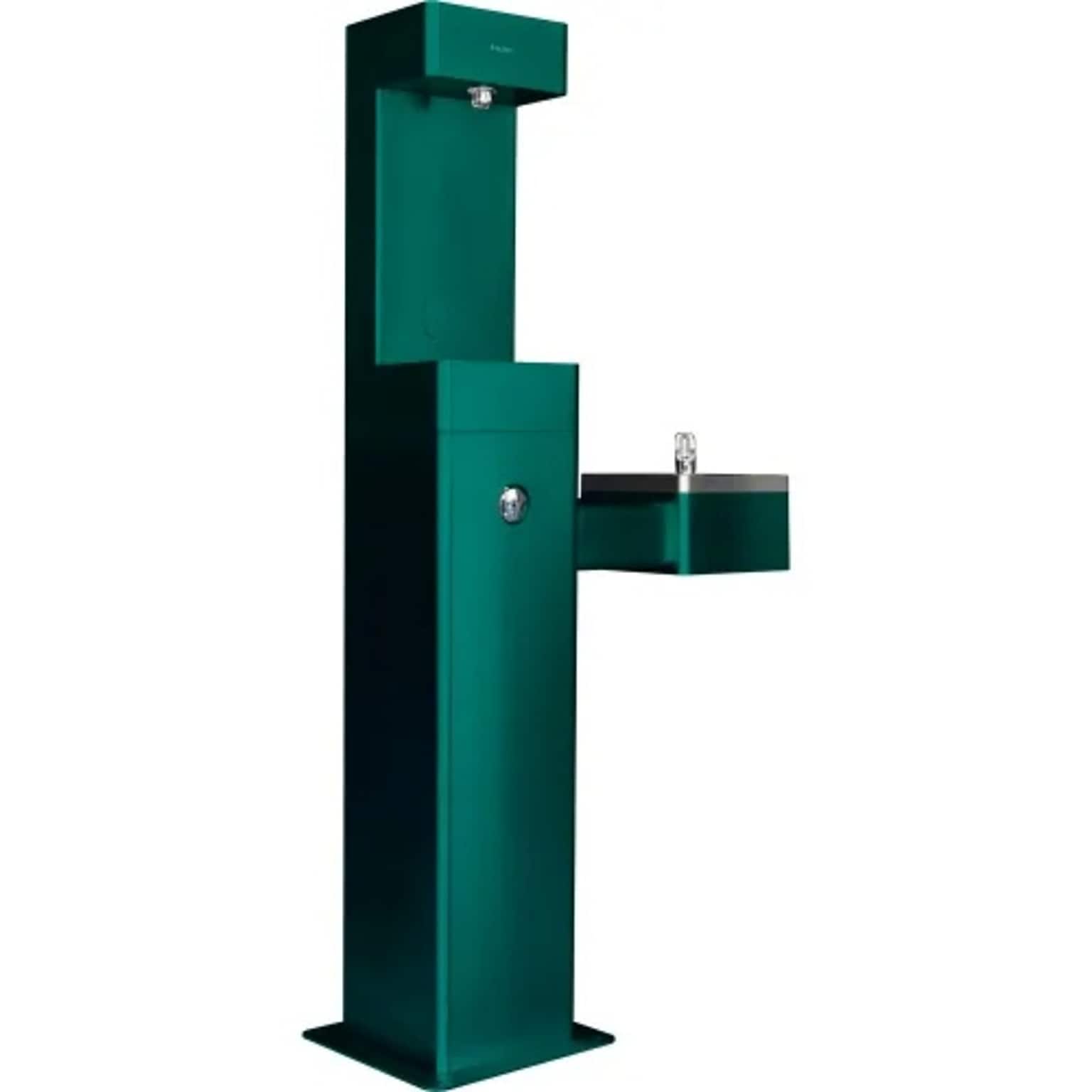 Global Industrial Outdoor Drinking Fountain w/ Bottle Filling Station, Green (761216GN)