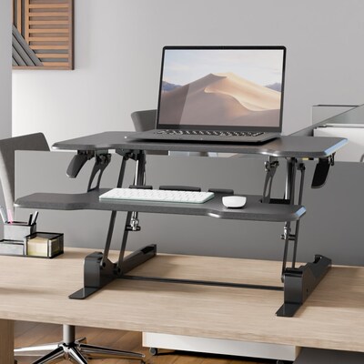 Mount-It! 30" W Manual Rectangular Adjustable Standing Desk Converter, Black (MI-15009S)