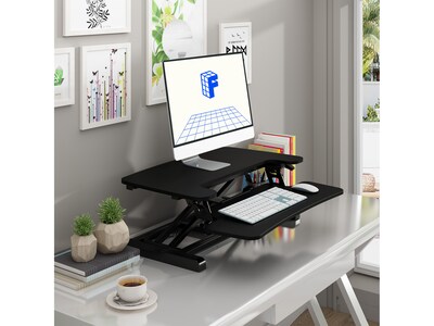 FlexiSpot M7 Series 28"W Manual Rectangular Adjustable Standing Desk Converter, Black (M7-E-28B)