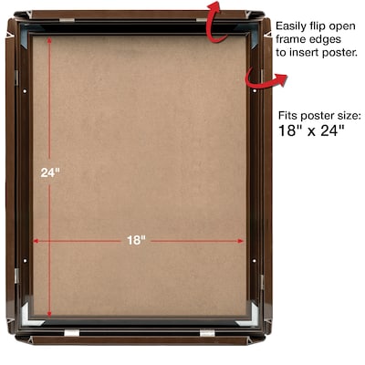 Excello Brands Plastic Snap Frame, 18 x 24, Vertical/Horizontal, Wall Mounted, Walnut (SF-1824-WLNT)