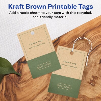 Avery 3 Blank Pricing & Merchandise Tags, Kraft Brown, 80/Pack (19479394066)