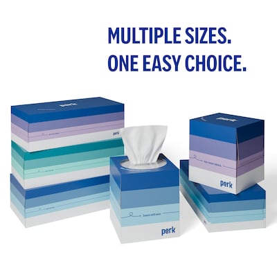 Perk Ultra Soft Facial Tissues, 2-Ply, 160 Sheets/Box, 3 Boxes/Pack, 12 Packs/Carton, FSC Certified Soft Tissue (PK57778CT)