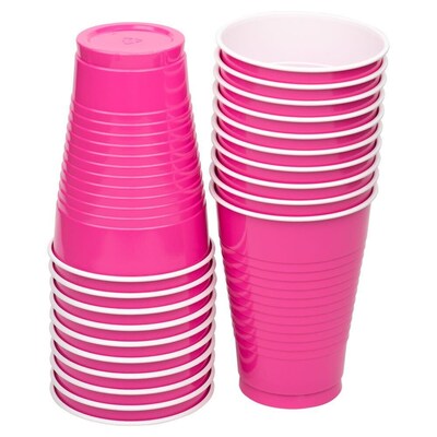 JAM Paper Plastic Party Cups, 12 oz, Fuchsia Pink, 20/Pack (2255520703)