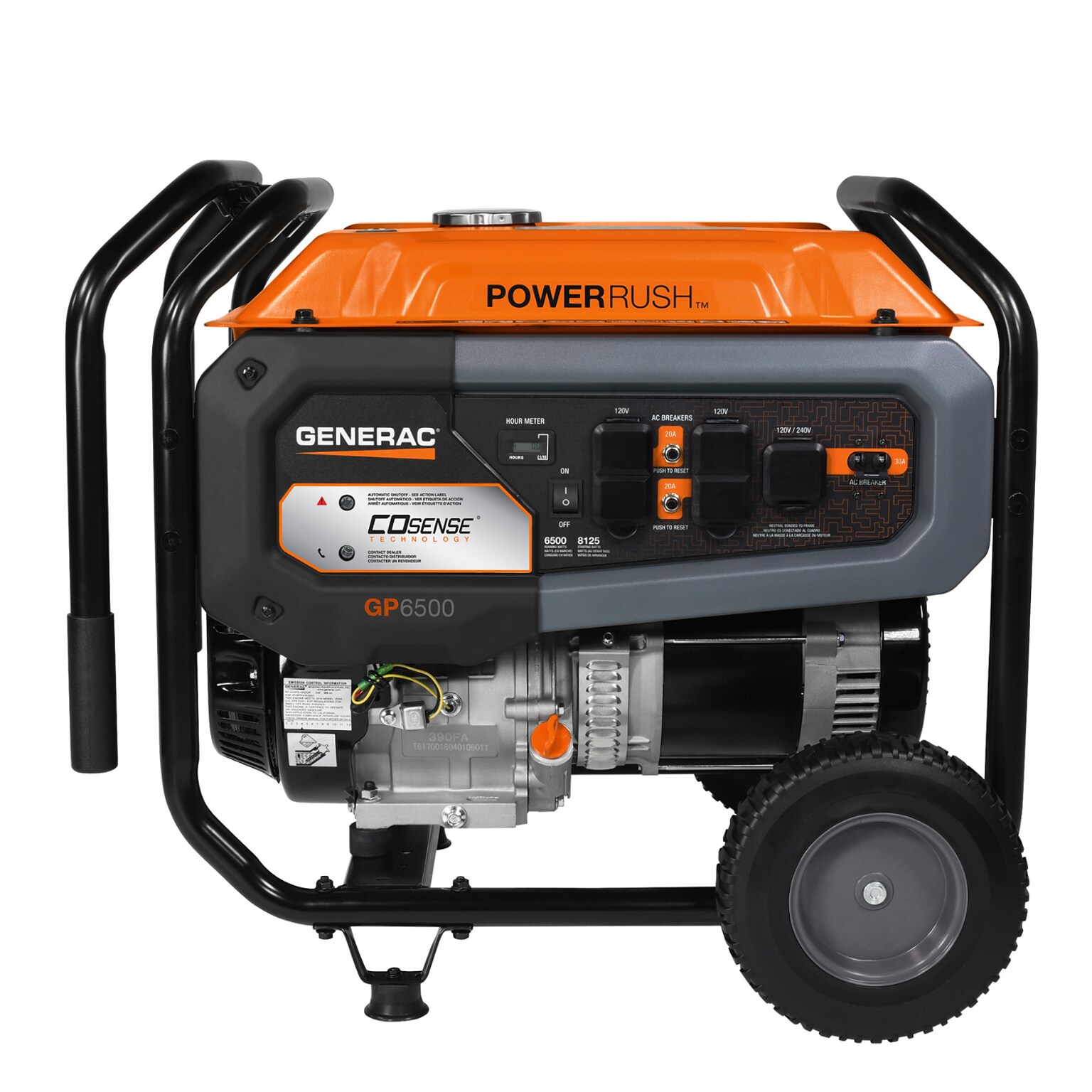 Generac Power Systems CoSense 49ST Portable Inverter Generator, Pull Start, 6500 Watts (G0076800)
