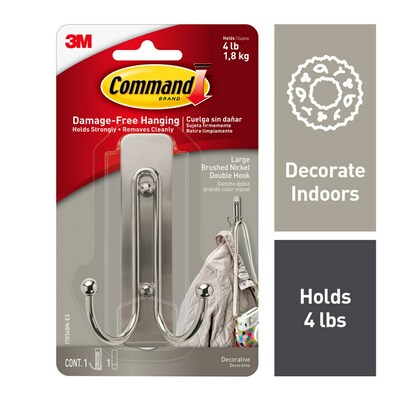 Command Large Hook, 4 lb., Brushed Nickel (17036BN-ES)