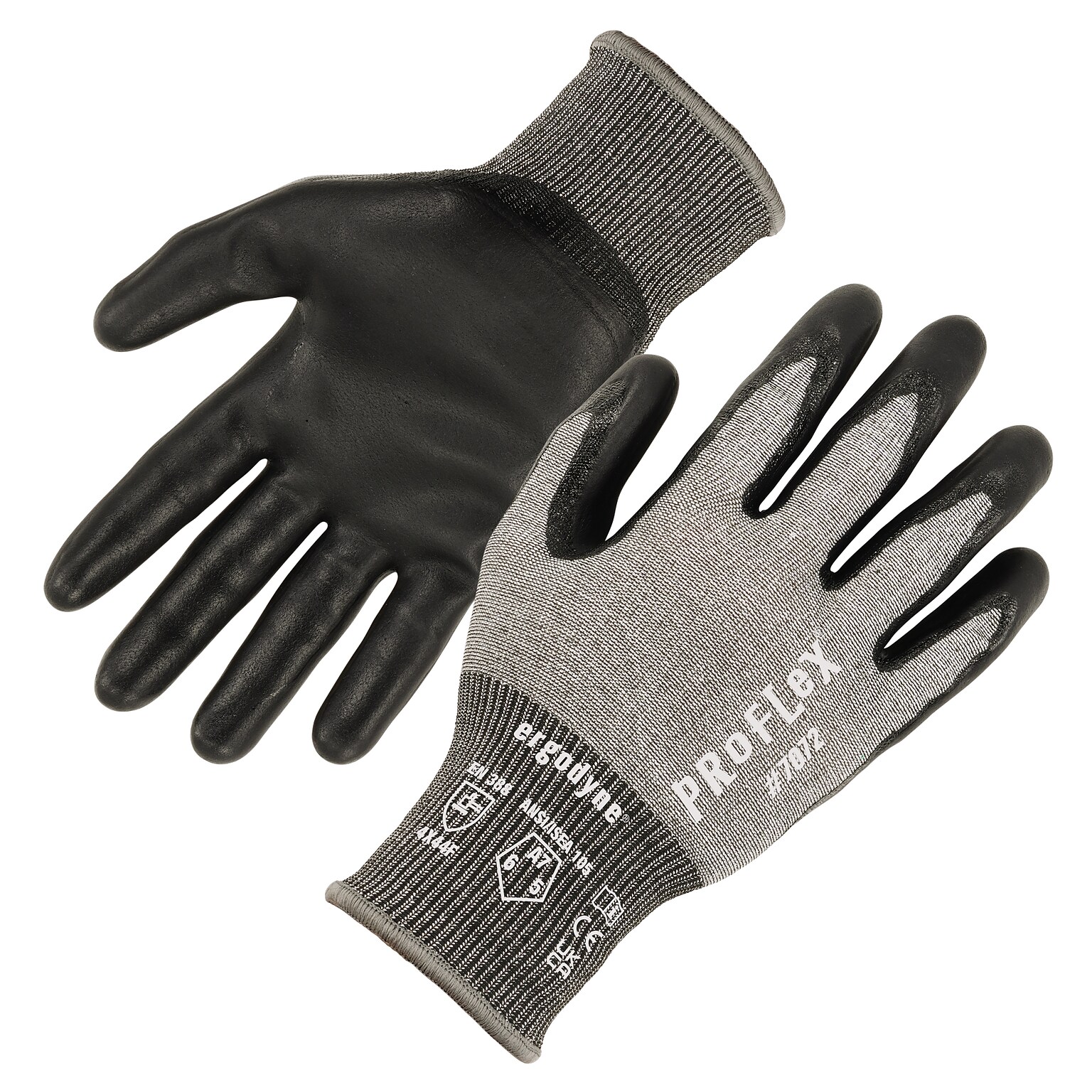 Ergodyne ProFlex 7072 Nitrile Coated Cut-Resistant Gloves, ANSI A7, Gray, Medium, 1 Pair (10313)