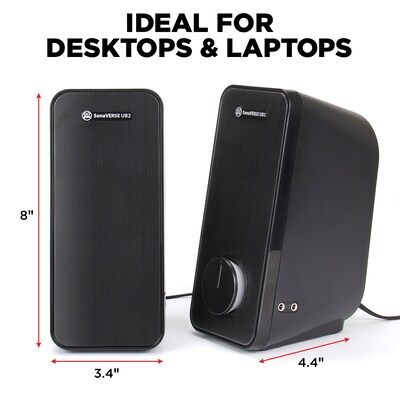 GoGroove SonaVERSE UB2 Computer Speaker System, Black (GGSVUB2100BOWS)