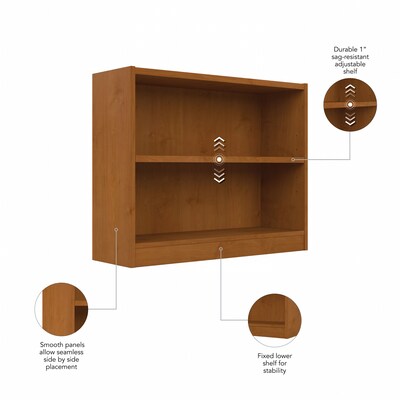 Bush Furniture Universal 30"H 2-Shelf Bookcase with Adjustable Shelf, Natural Cherry (WL12466)
