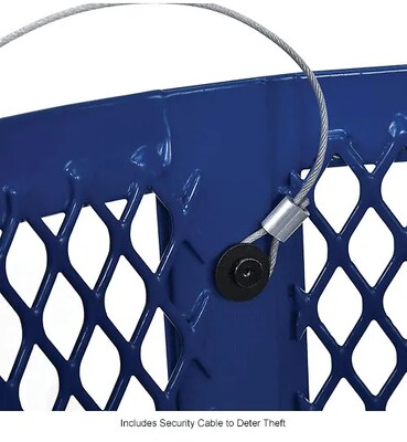 Global Industrial Outdoor Diamond Steel Trash Can w/ Flat Lid, 36 Gallon, Blue (261924BL)