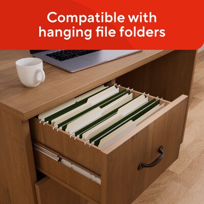 Staples Manila File Folders, Letter Size, 2-Tab Assorted Positions, Durable Paper Stock, 100/Box