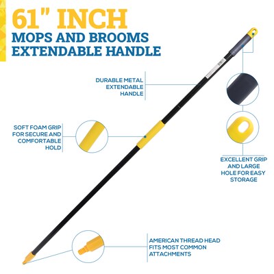 BISON LIFE Indoor/Outdoor 13" Polypropylene Bristle Flagged Angled Broom, Yellow/Black (BPHD-KIT-ANBR-EXH-1)
