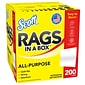 Scott Rags In a Box Cleaning Rags, White, 200 Rags/Box (72560)