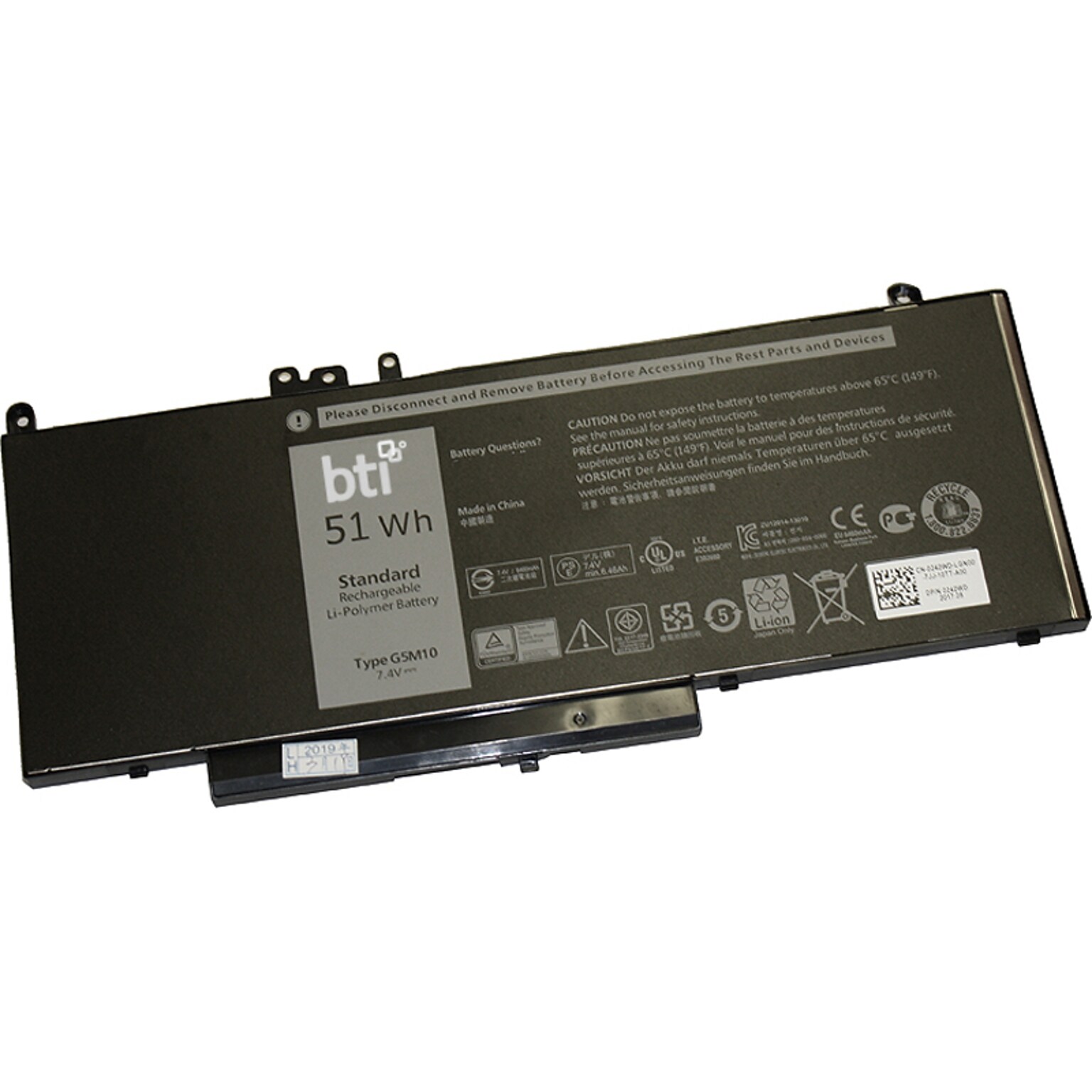 Battery Technology Li-Poly Replacement Battery for Dell Latitude E5450/E5550, 6890mAh (G5M10-BTI)