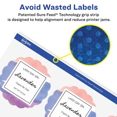 Avery Laser/Inkjet Multipurpose Labels, 2.5" x 2.5", Glossy Clear, 90/Pack (94516)
