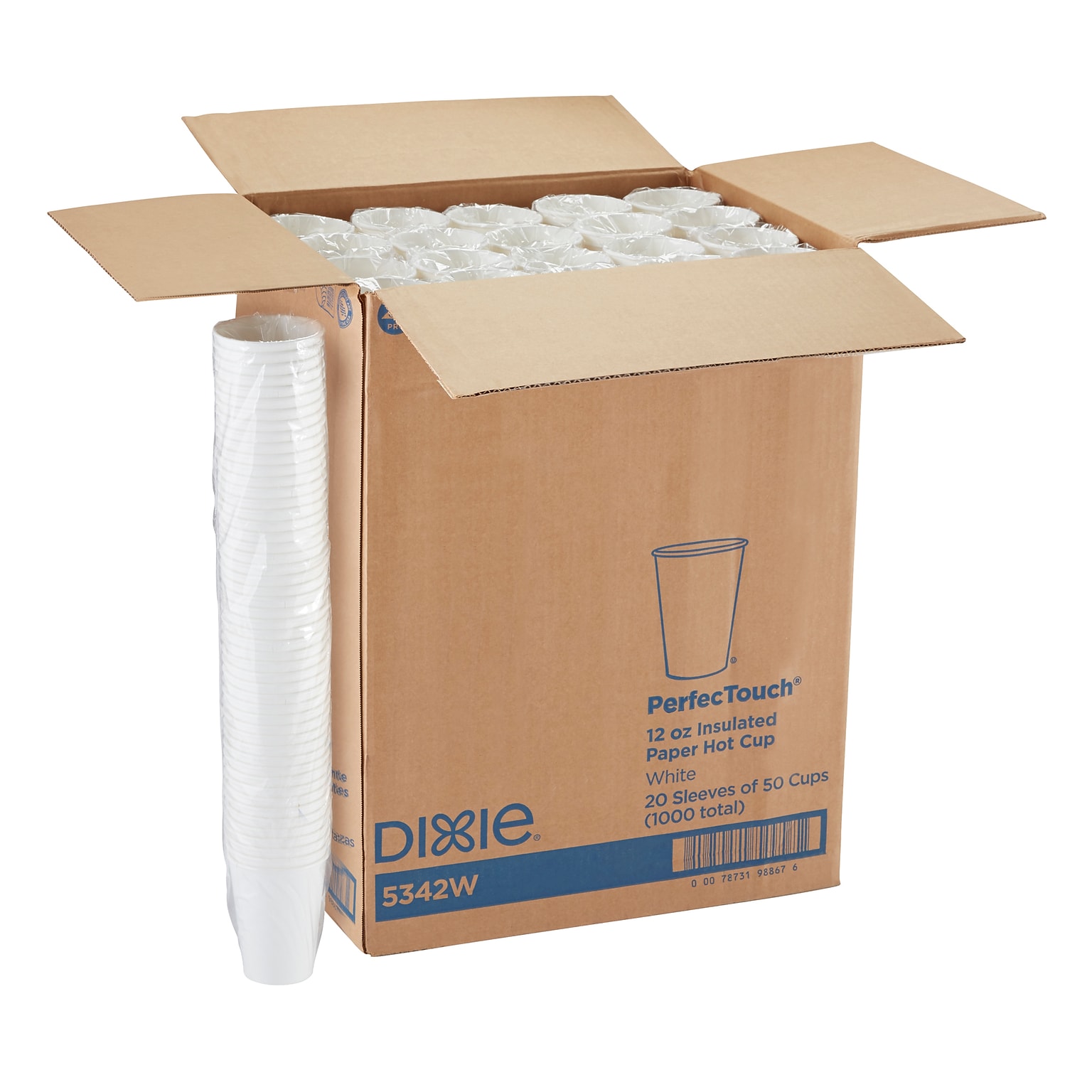 Dixie PerfecTouch Insulated Paper Hot Cup, 12 oz., White, 1000/Carton (5342W)