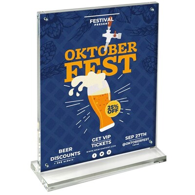 Azar Sign Holder, 8.5 x 11.625, Vertical, Table Top, Clear, Acrylic (104778)