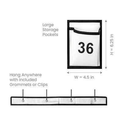 Kore Design Non-Woven Fabric Hanging Classroom Cell Phone Organizer, 38.5" x 25.7" x 0.5", White (KD-PS3652)