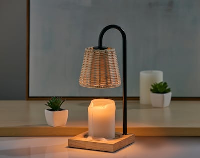 Simplee Adesso Ridgley Candlewarmer 13.25" Halogen Table Lamp, Black (SL1190-01)