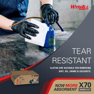 WypAll PowerClean X70 Cloths, 14.9" x 16.6", White, 300 Sheets/Box (41100)