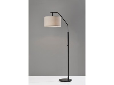 Simplee Adesso Max 66" Matte Black Floor Lamp with Oatmeal Drum Shade (SL1140-01)